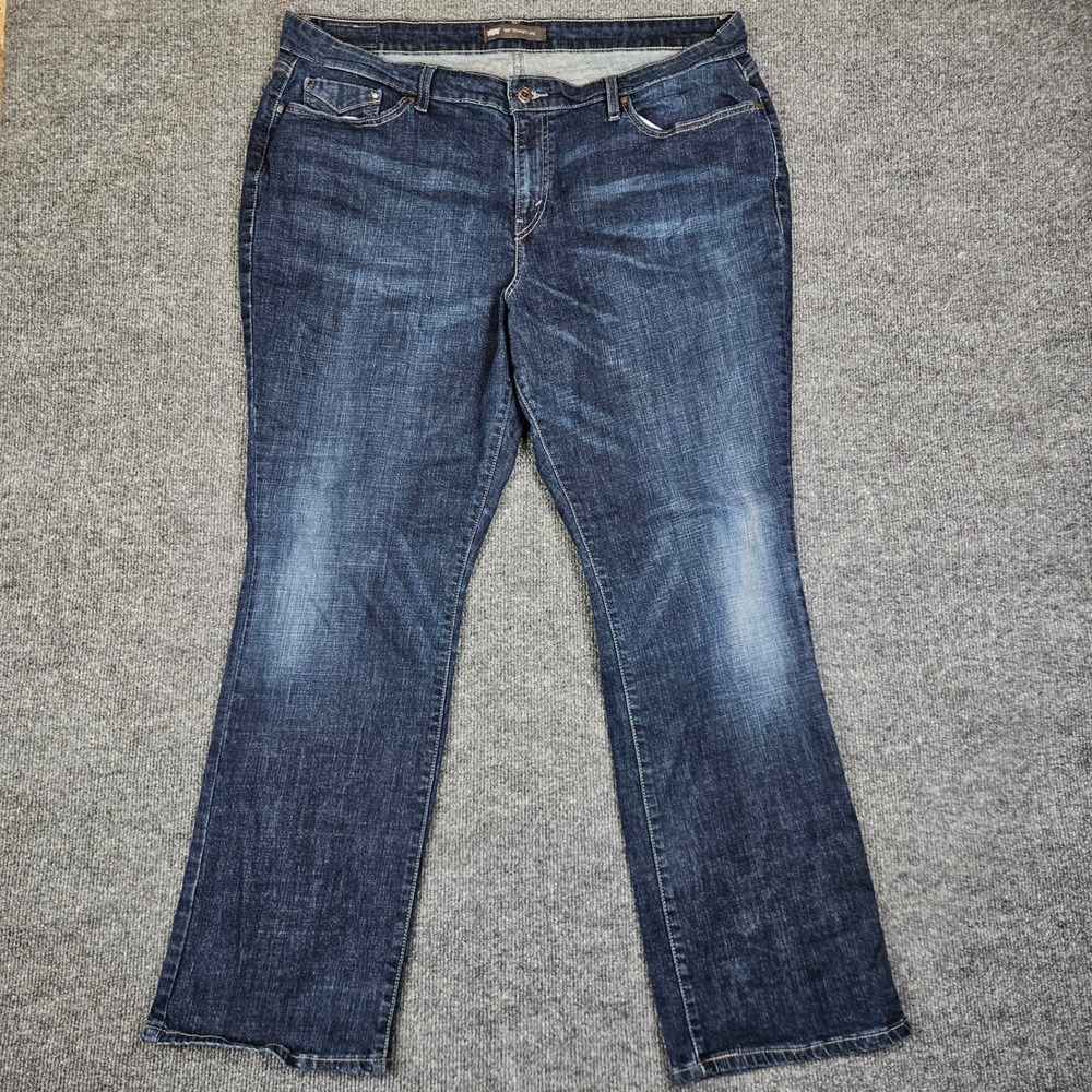 Levis 580 Straight‎ Leg Jeans Womens 22W High Rise Blue Dark Wash Denim Stretch
